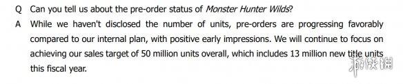 《怪物猎人:荒野》预购火爆,卡普空对其销量充满信心