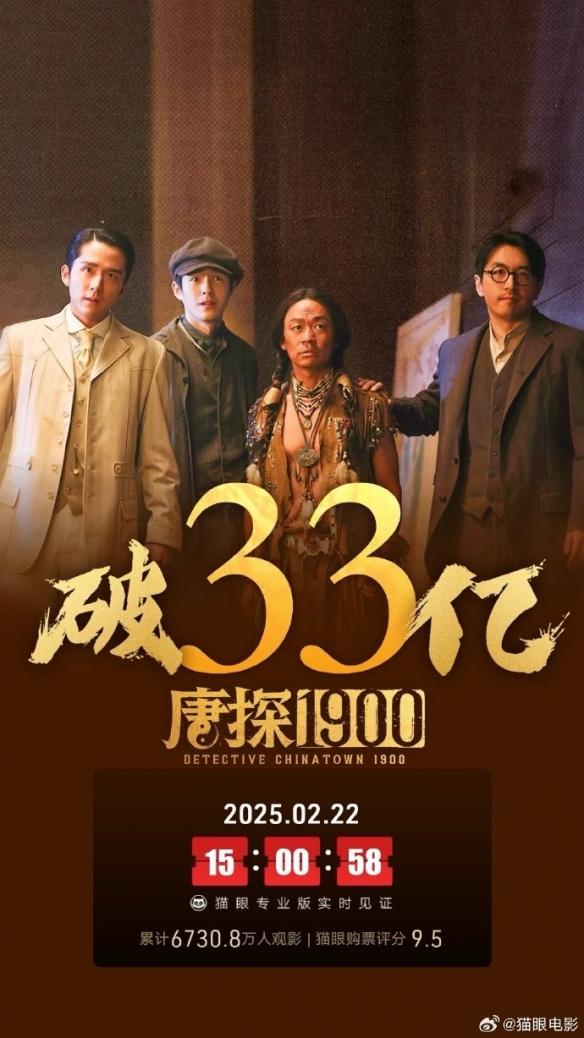 《唐人街探案1900》票房突破33亿!侦探二人组再破奇案
