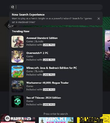 Xbox PC应用引入AI搜索功能,提升玩家游戏发现体验